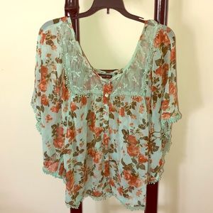 Floral Dolman Sleeve Blouse